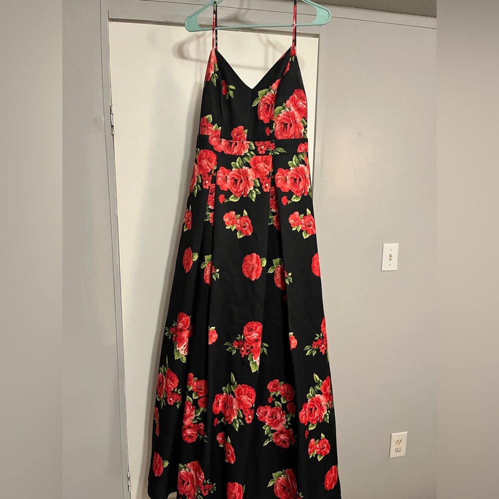 Floral Black and Red Women's Dress